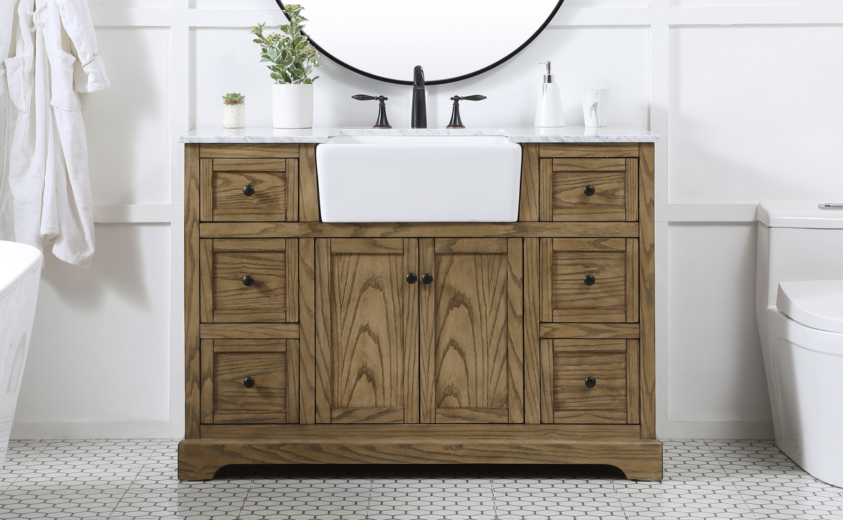 Modern Fitting 48 inch Single Bathroom Vanity in Driftwood with Backsplash Option Modern Fitting 48 inch Single Bathroom Vanity in Driftwood with Backsplash Option