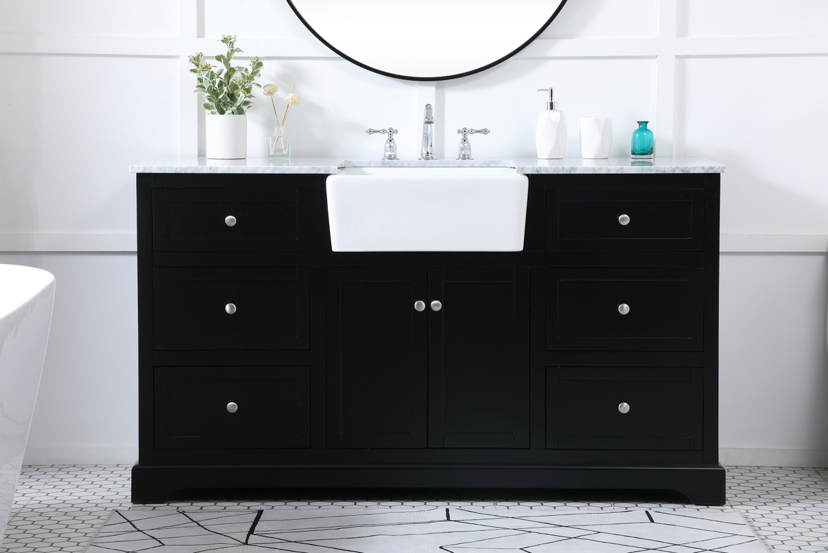 Modern Fitting 60 inch Single Bathroom Vanity in Black