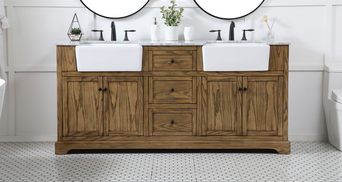 Modern Fitting 72 inch Double Bathroom Vanity in Driftwood Finish Modern Fitting 72 inch Double Bathroom Vanity in Driftwood Finish