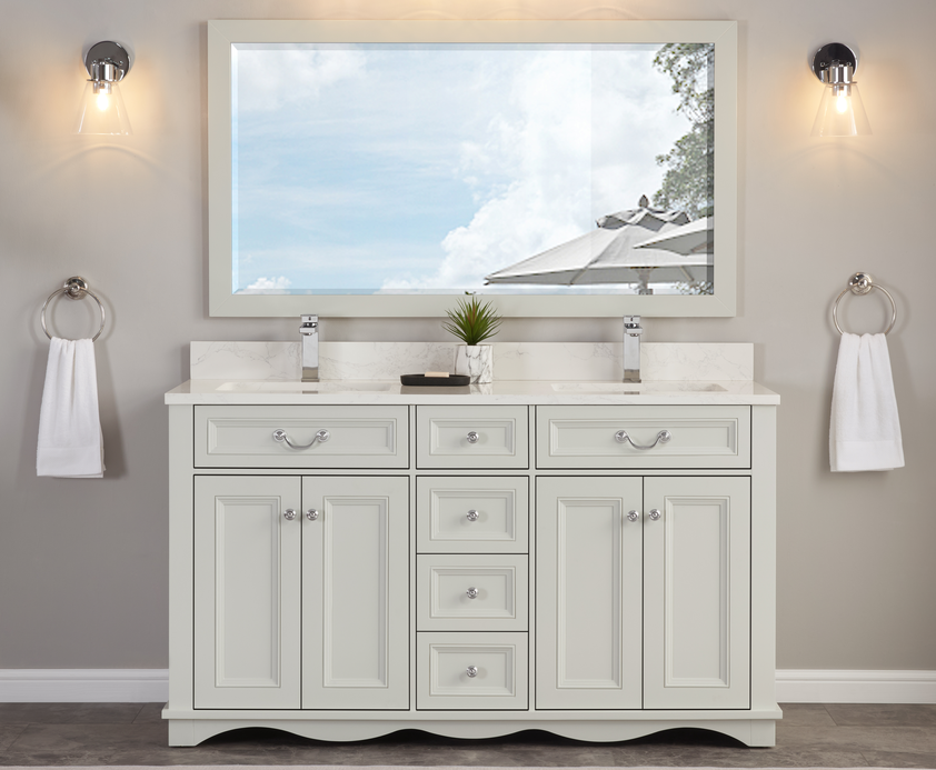 Issac Edward Collection 60" Silver Strand Finish Solid Wood Sink Vanity with Six Color Options