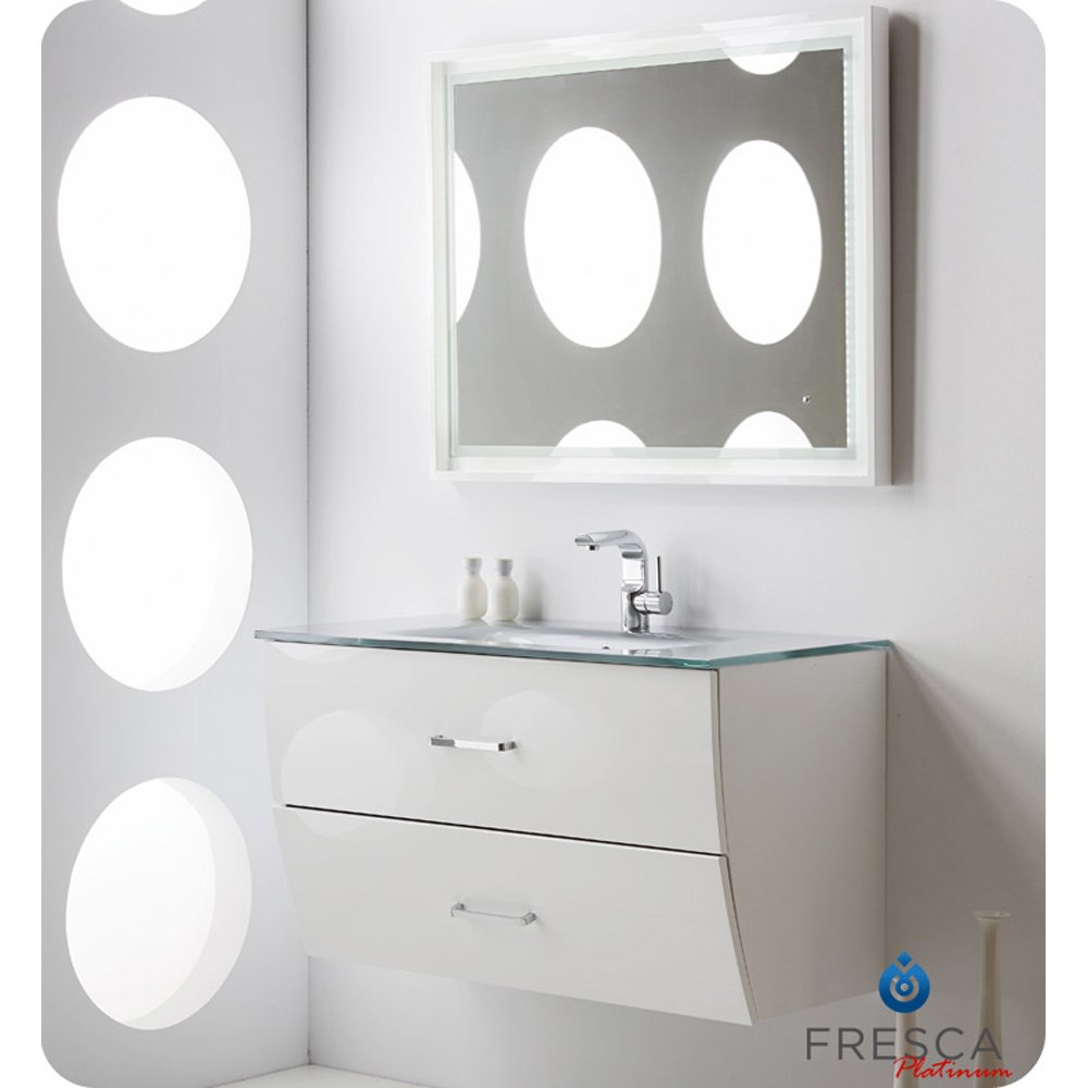 40 inch Glossy White Modern Bathroom Vanity Wall Mounted