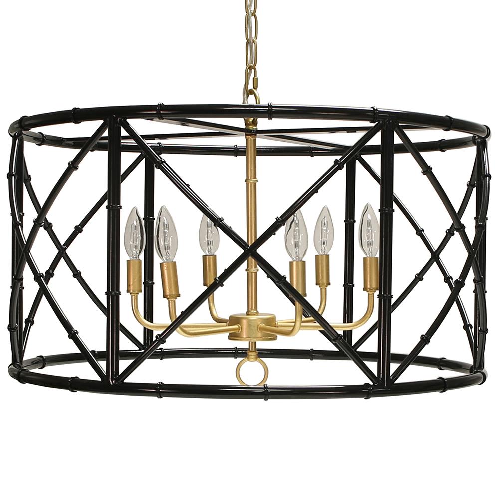 Six Light Bamboo Chandelier with 5 Finish Option