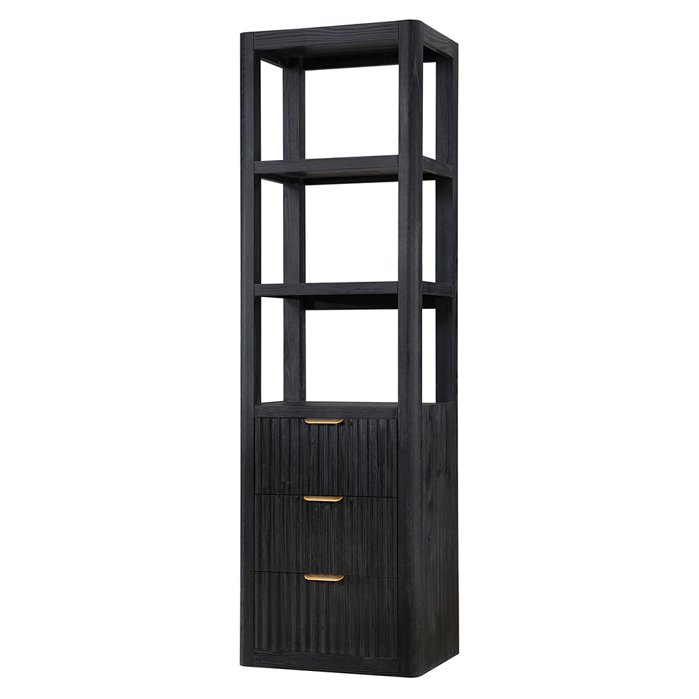 22in. Black Storage Cabinet with 3 Drawers 3 Shelves for Bathroom and Living Room