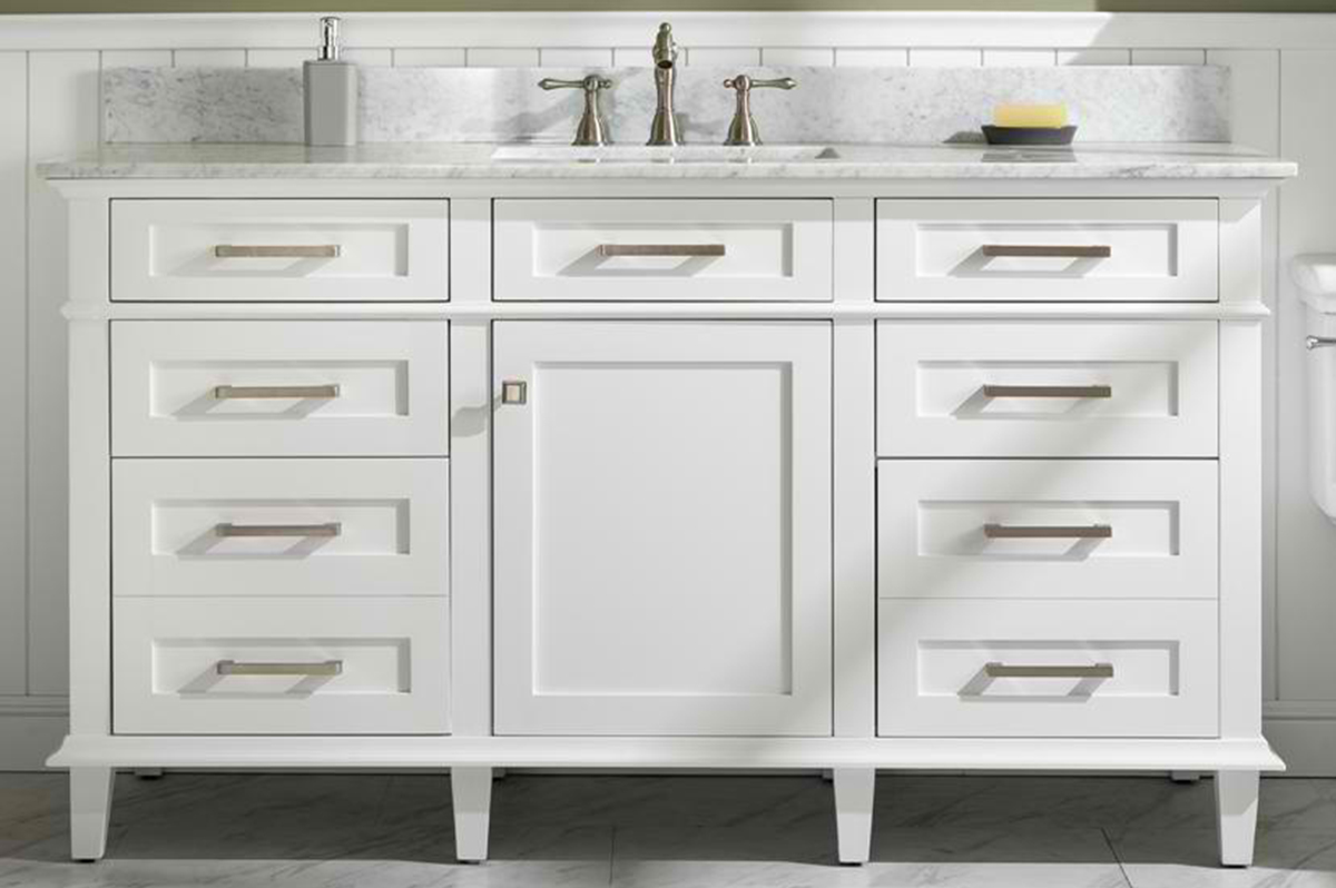 60" Single Sink Vanity Cabinet White Finish with Carrara White Top