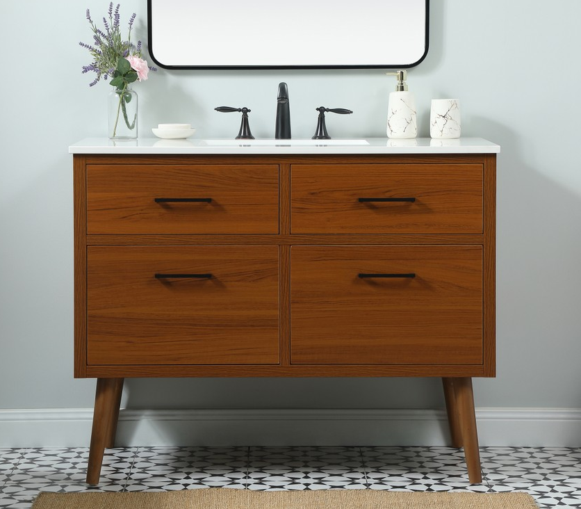42 inch Single Bathroom Vanity in Teak with Backsplash Option 42 inch Single Bathroom Vanity in Teak with Backsplash Option