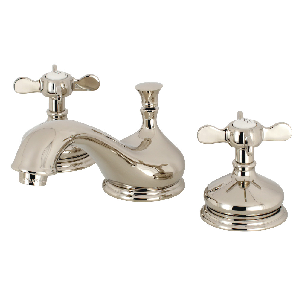 Widespread Bathroom Faucet with Brass Pop-Up, Polished Nickel with 6 Finish Options