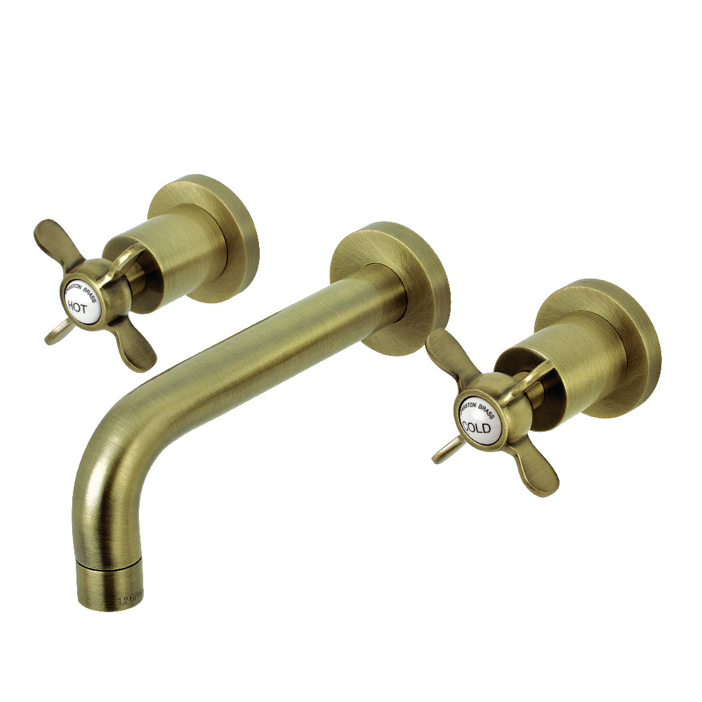 Double Handle 3 Hole Wall Mount Bathroom Faucet, Antique Brass with 8 Finish Options