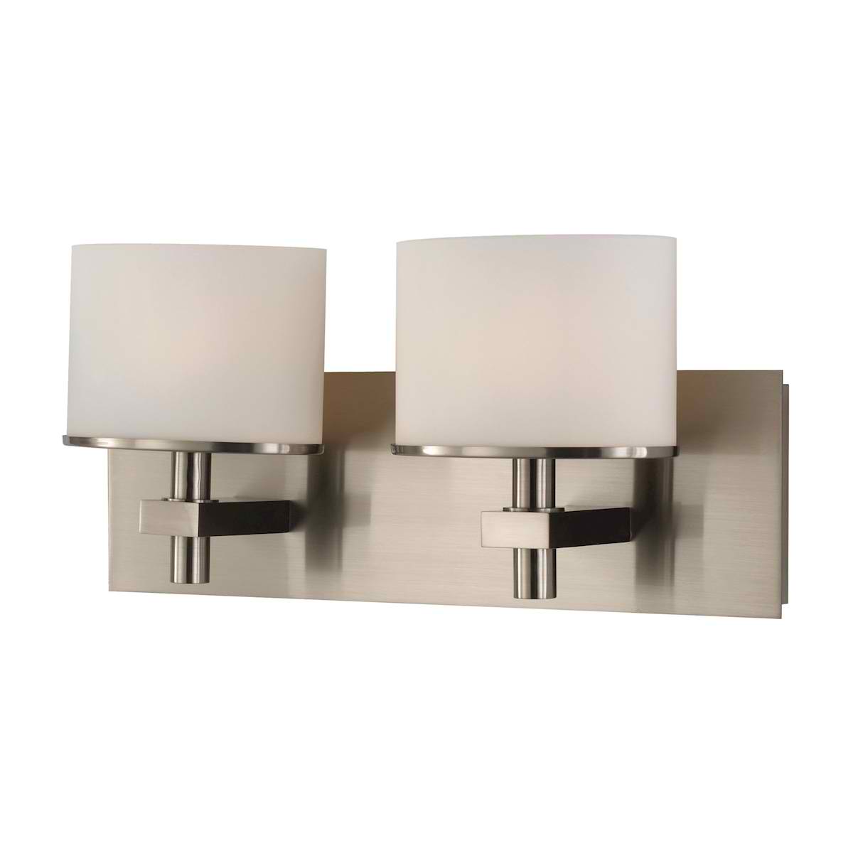 Ombra Vanity - 2 Light with Lamp White Opal Glass / Satin Nickel