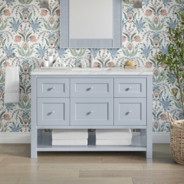 James Martin Breckenridge 48" Single Vanity, Serenity Blue with Countertop Options and Mirror Option James Martin Breckenridge 48" Single Vanity, Serenity Blue with Countertop Options and Mirror Option