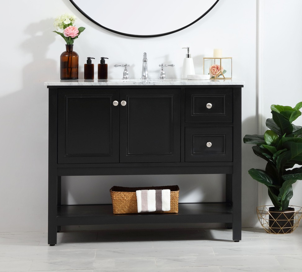 Modern Fitting 42" Single Bathroom Vanity in Black Finish Modern Fitting 42" Single Bathroom Vanity in Black Finish