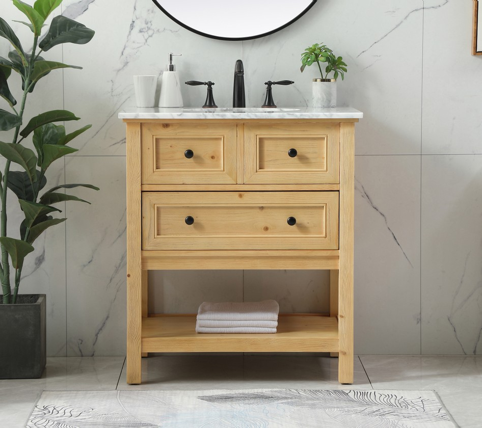 Modern Fitting 30" Single Bathroom Vanity in Natural Wood Modern Fitting 30" Single Bathroom Vanity in Natural Wood
