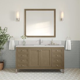 Chicago 60" Walnut Whisper Single Vanity with Top Options Chicago 60" Walnut Whisper Single Vanity with Top Options