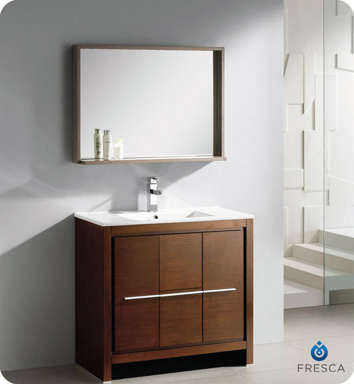 36" Modern Bathroom Vanity Wenge - Dark Brown Finish