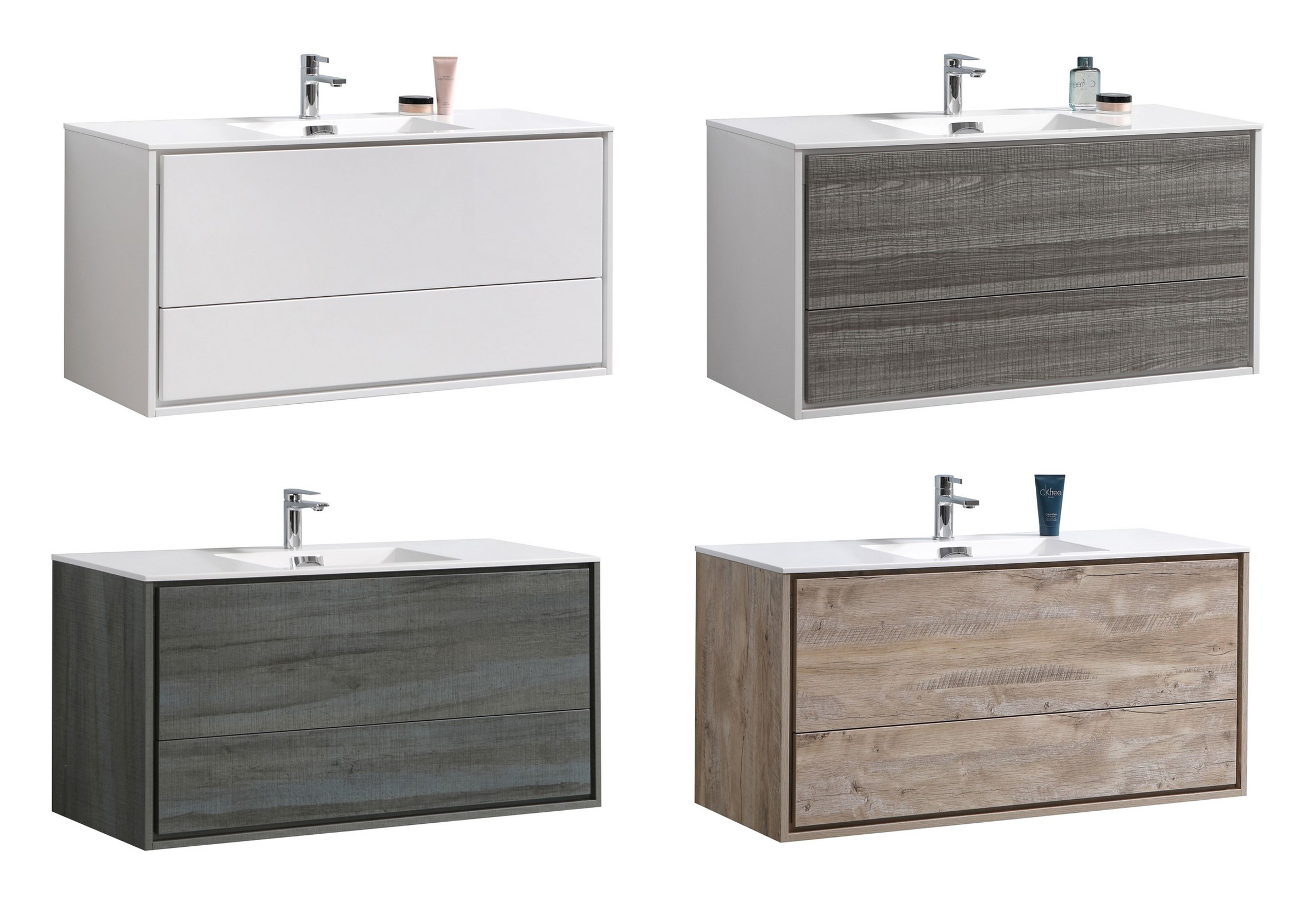 Modern Lux 48" Single Sink Wall Mount Modern Bathroom Vanity with Color Options