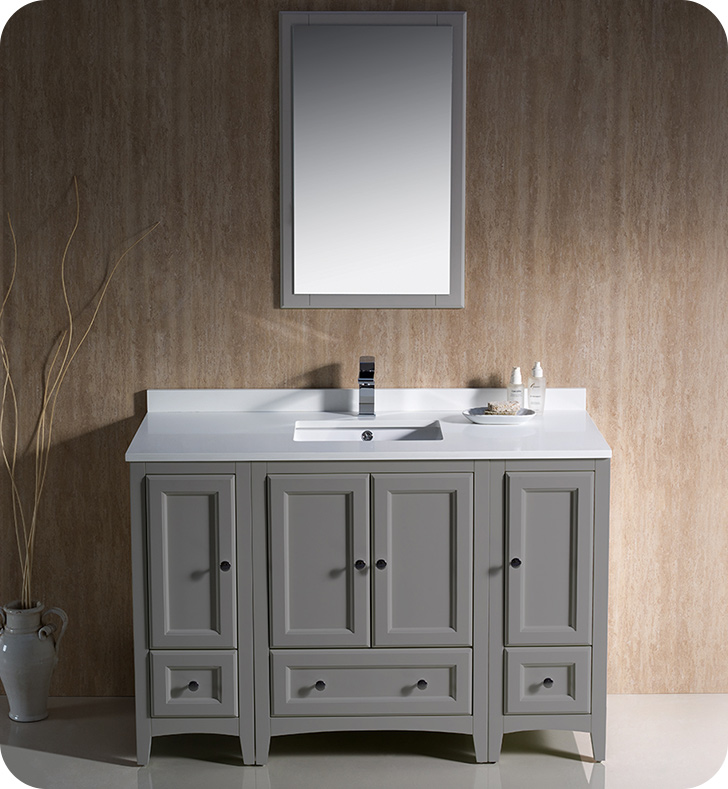 48" Traditional Bathroom Vanity with Color, Faucet, Top, Sink and Linen Cabinet Option