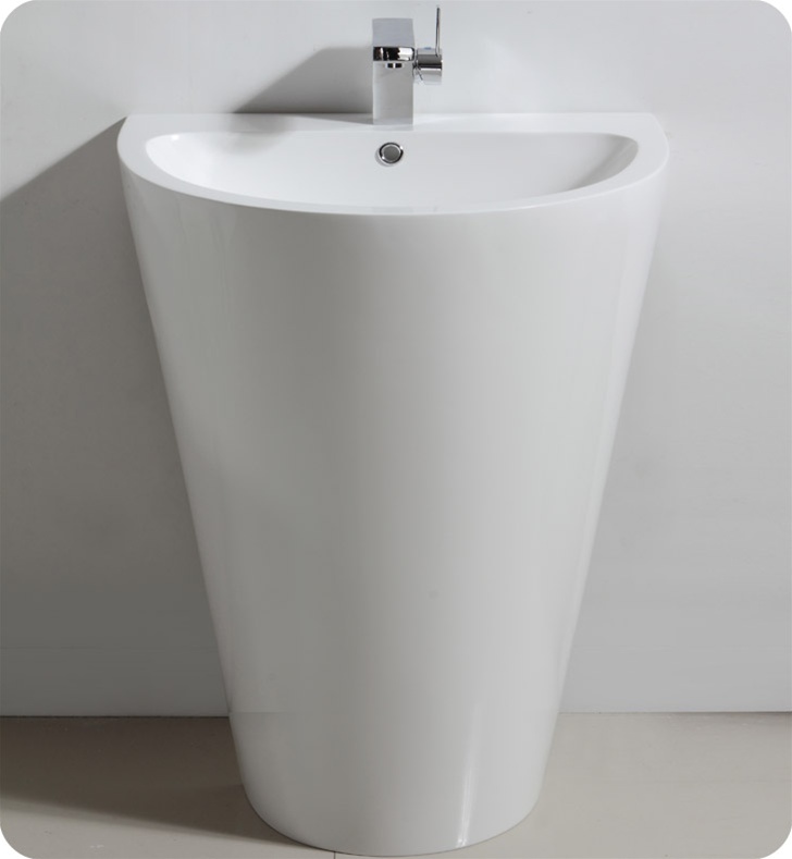 24" White Pedestal Sink Modern Bathroom Vanity with Medicine Cabinet, Faucet and Linen Side Cabinet Option