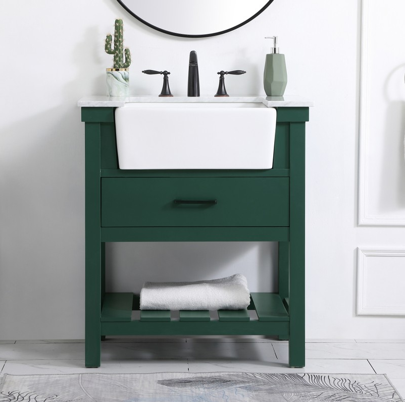 30 inch Single Bathroom Vanity in Green with Backsplash Option 30 inch Single Bathroom Vanity in Green with Backsplash Option