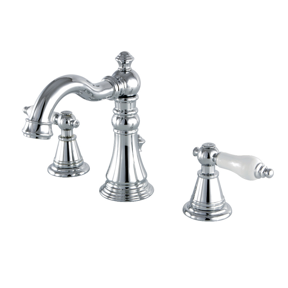 Two Handle 3 Hole Deck Mount Widespread Bathroom Faucet Polished Chrome with Pop Up Drain and 4 Finish Options Two Handle 3 Hole Deck Mount Widespread Bathroom Faucet Polished Chrome with Pop Up Drain and 4 Finish Options