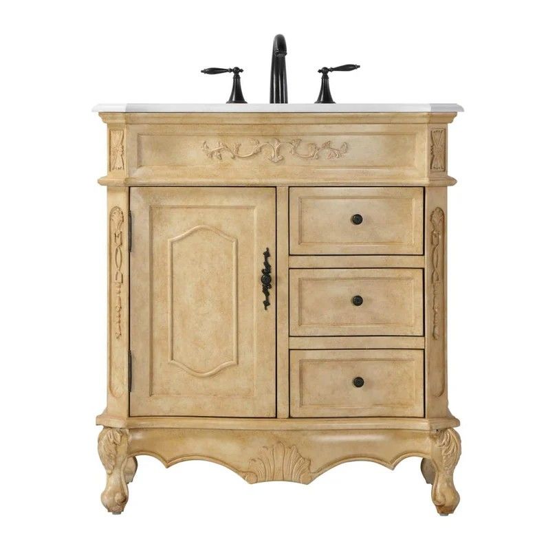 Adelina 32" Single Bathroom Vanity in Antique Beige Finish
