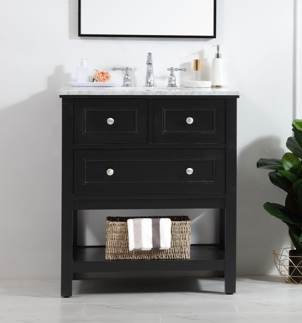 Modern Fitting 30" Single Bathroom Vanity in Black Finish Modern Fitting 30" Single Bathroom Vanity in Black Finish