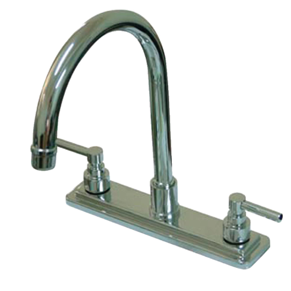 Double Handle 8" Centerset Kitchen Faucet, Polished Chrome with 2 Finish Options