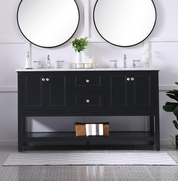 Modern Fitting 60" Double Sink Bathroom Vanity Set in Black Modern Fitting 60" Double Sink Bathroom Vanity Set in Black