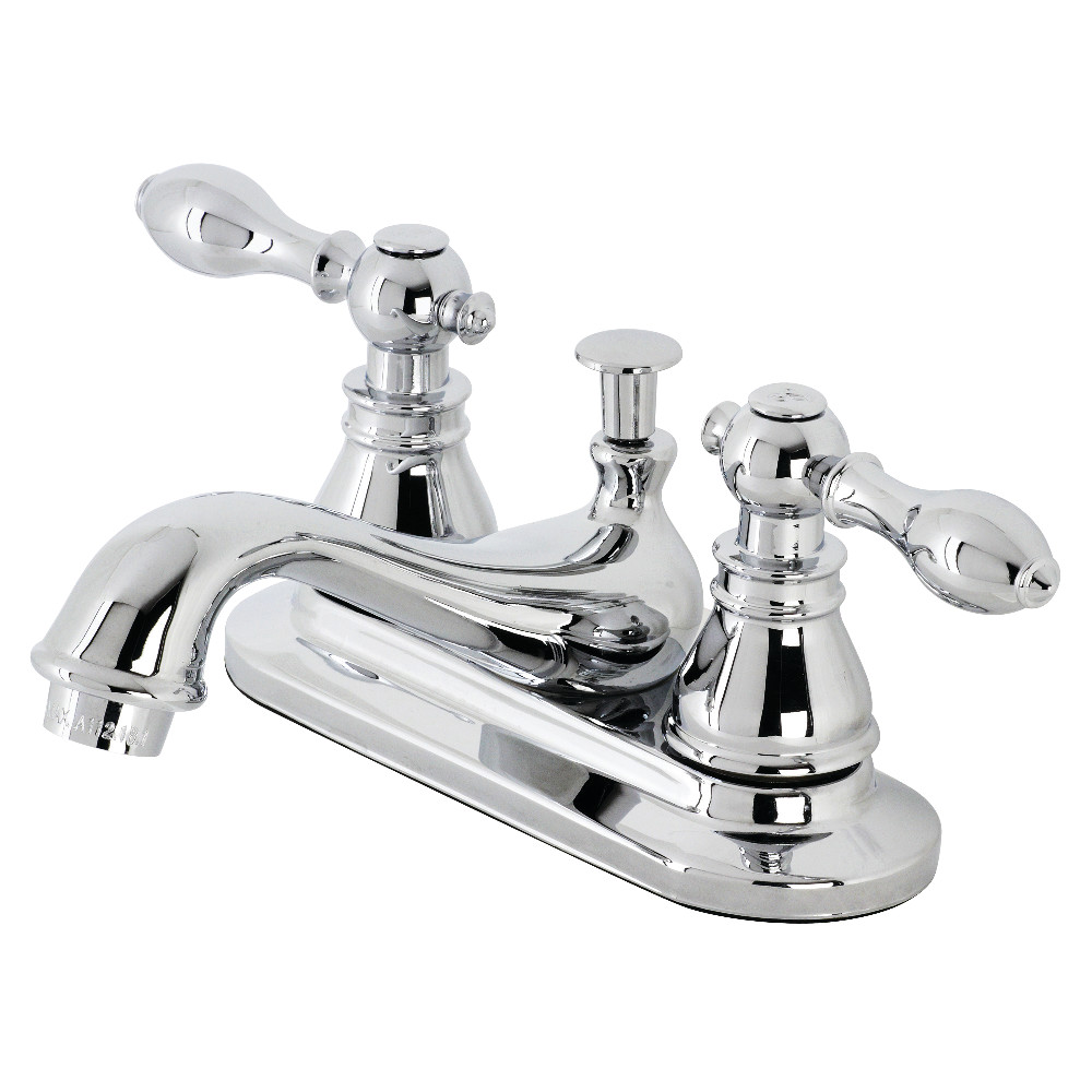 Double-Handle 4" Centerset Bathroom Faucet with Pop-Up Drain, Polished Chrome with 6 Finish Options