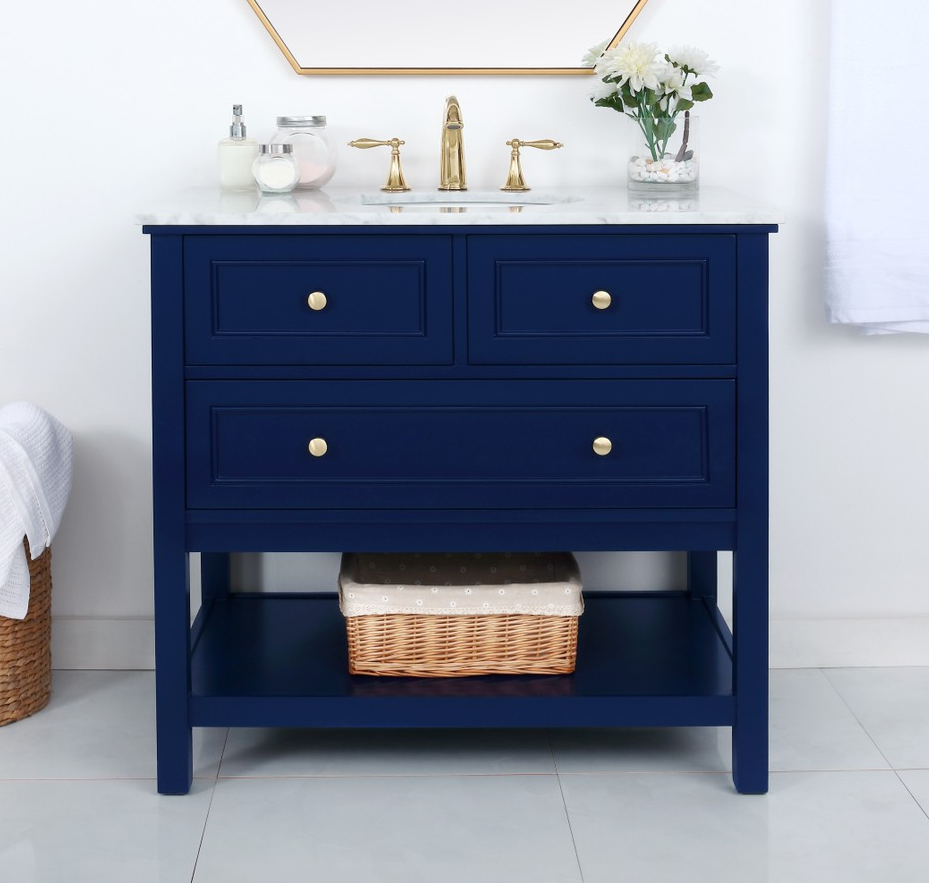 Modern Fitting 36" Single Bathroom Vanity in Blue Modern Fitting 36" Single Bathroom Vanity in Blue
