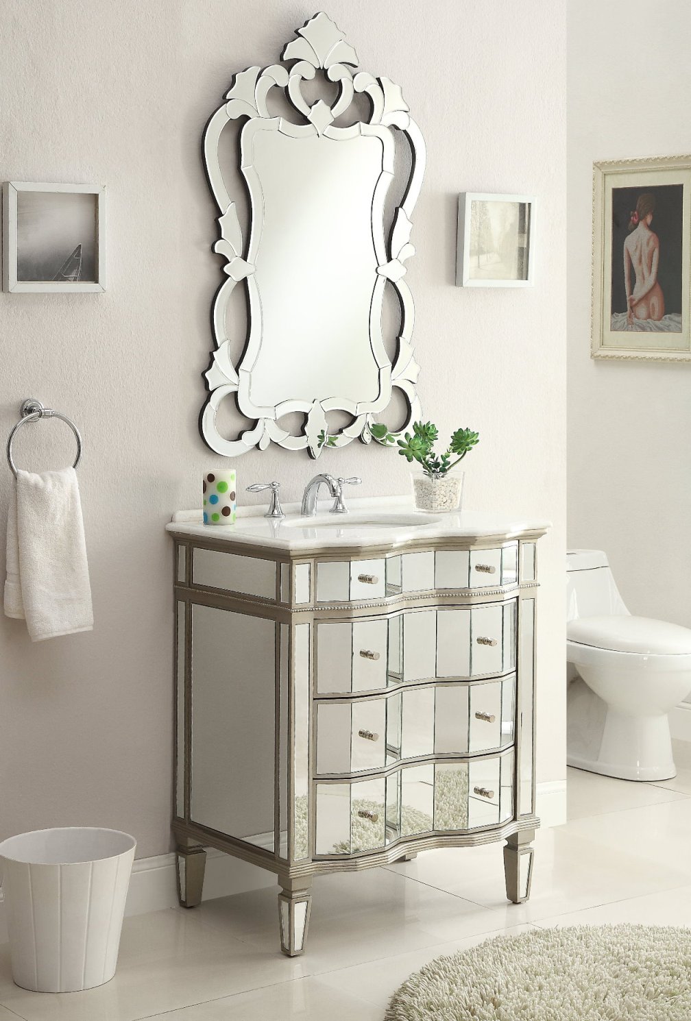 30 inch Adelina Mirrored Bath Vanity Cabinet & Mirror Option 