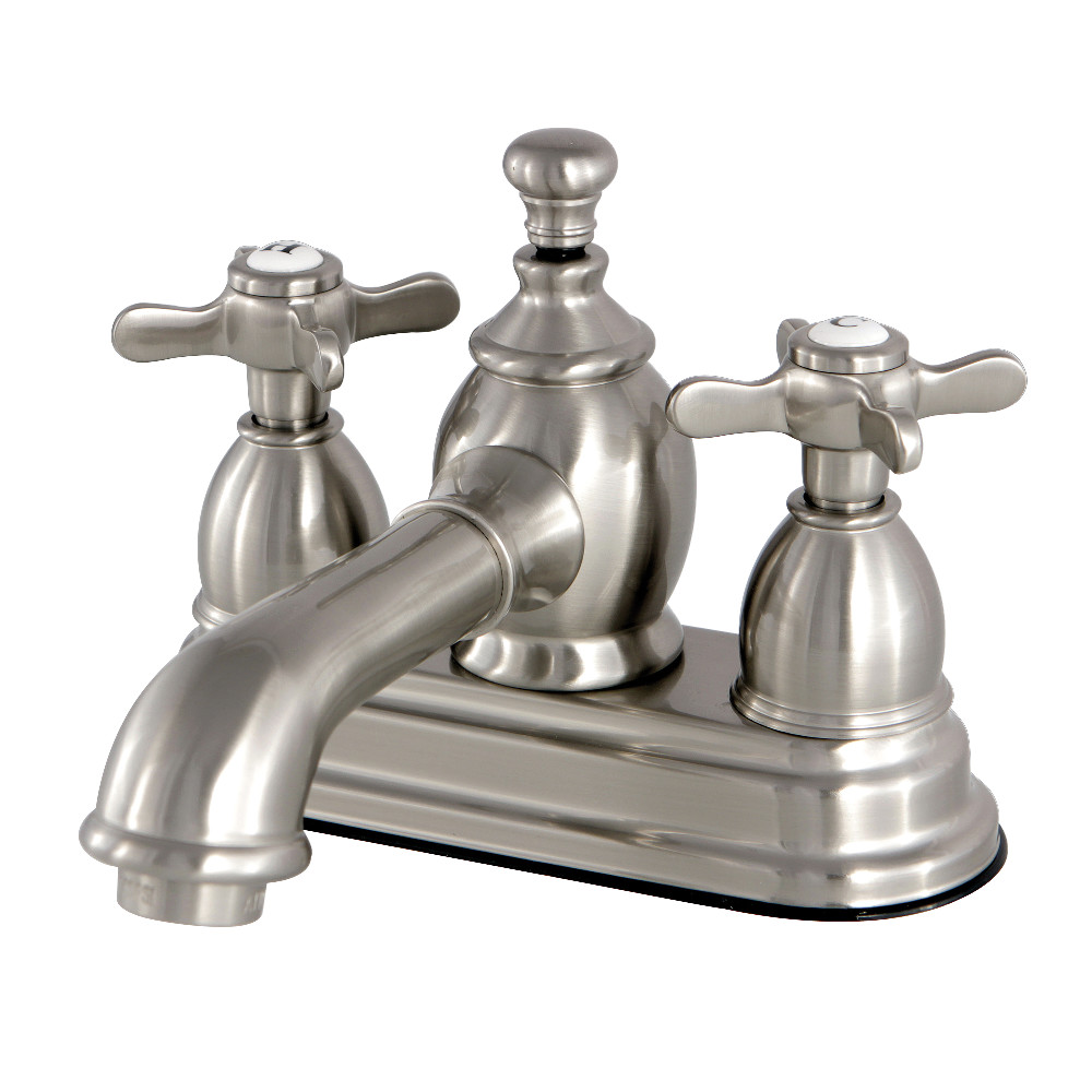 Double Handle 3-Hole Deck Mount 4-Inch Centerset Bathroom Faucet with Brass Pop-Up, Brushed Nickel with 3 Finish Options