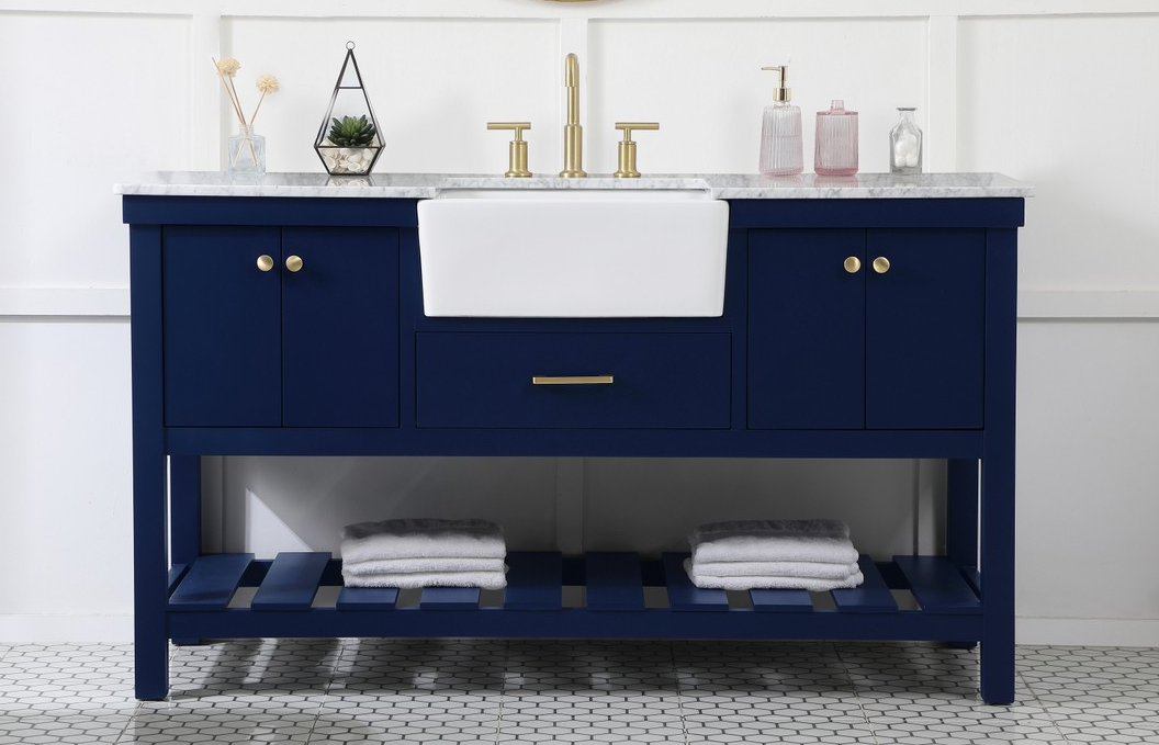 60 inch Single Bathroom Vanity in Blue with Three Finish Options 60 inch Single Bathroom Vanity in Blue with Three Finish Options