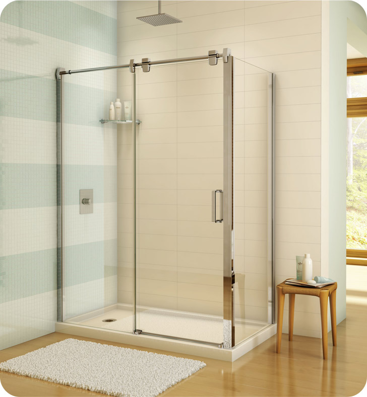 Fleurco Luxe Glide 69" In-Line Sliding Shower Door and Fixed Panel with Return Panel
