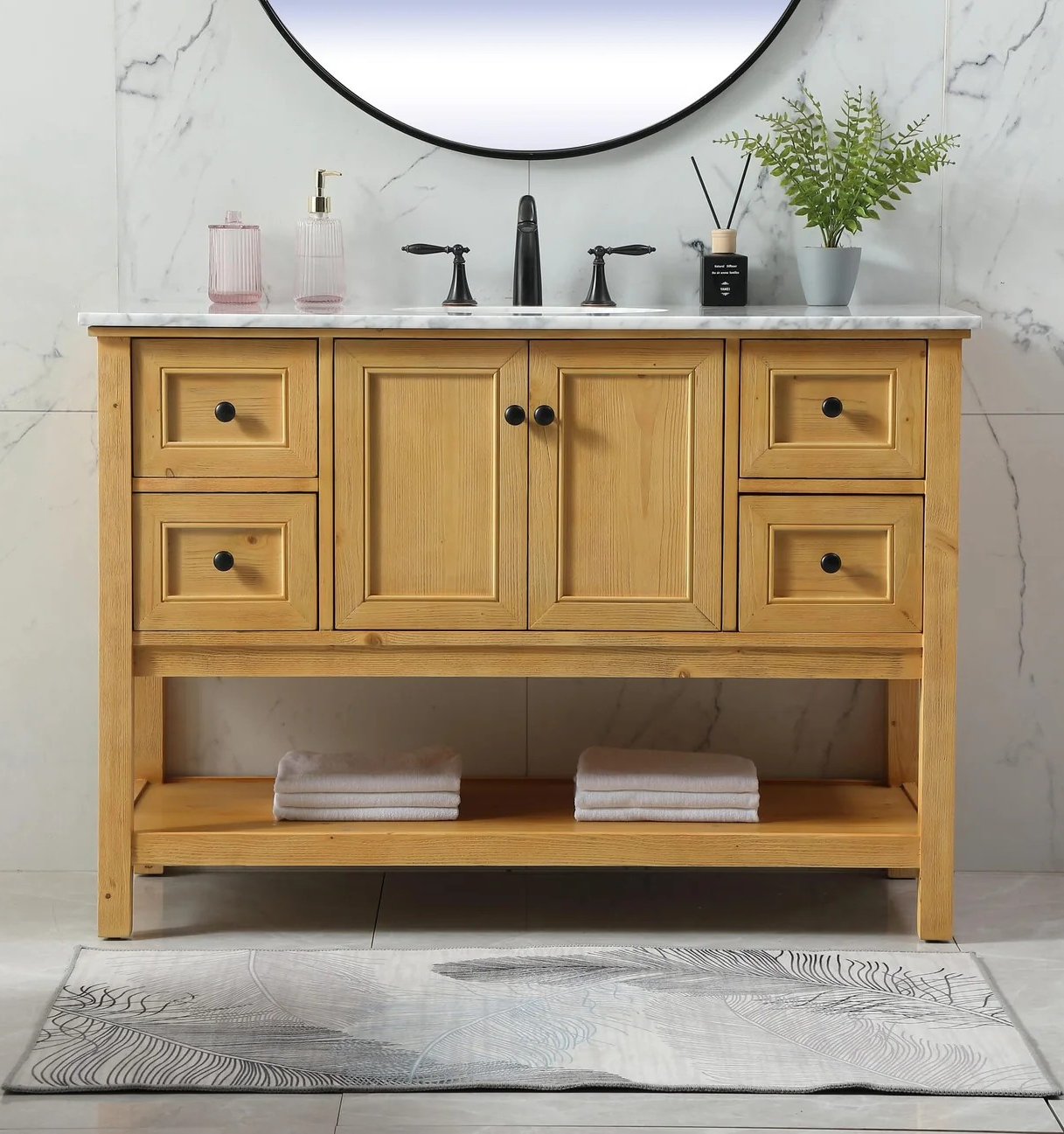 Modern Fitting 48" Single Bathroom Vanity in Natural Wood