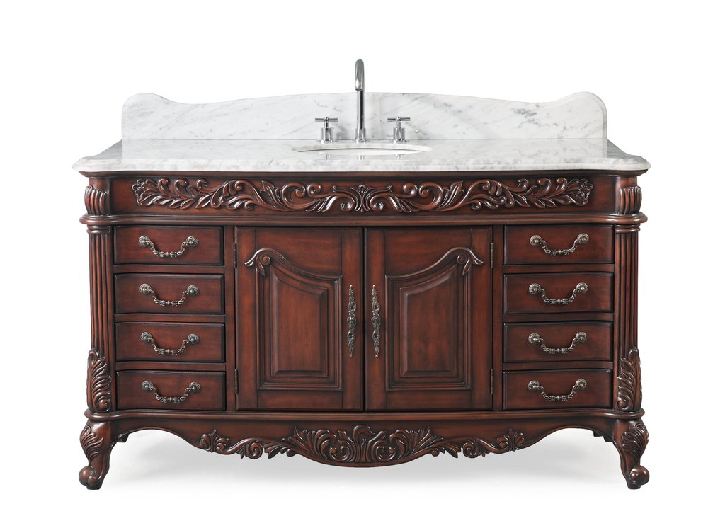 Adelina 60" Solid Wood Construction Martinique Bathrom Sink Vanity Cabinet