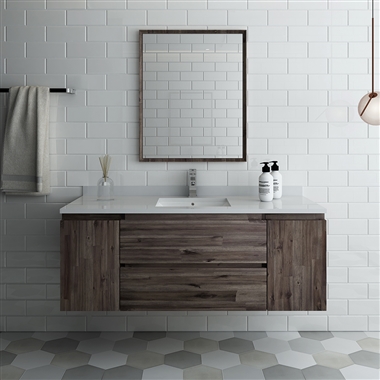 54" Wall Hung Modern Bathroom Vanity with Mirror
