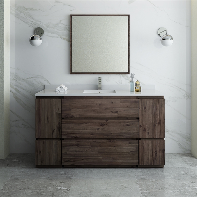 60" Floor Standing Single Sink Modern Bathroom Vanity with Mirror