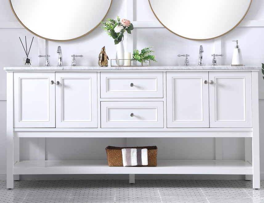 Modern Fitting 72" Double Sink Bathroom Vanity set in White Modern Fitting 72" Double Sink Bathroom Vanity set in White
