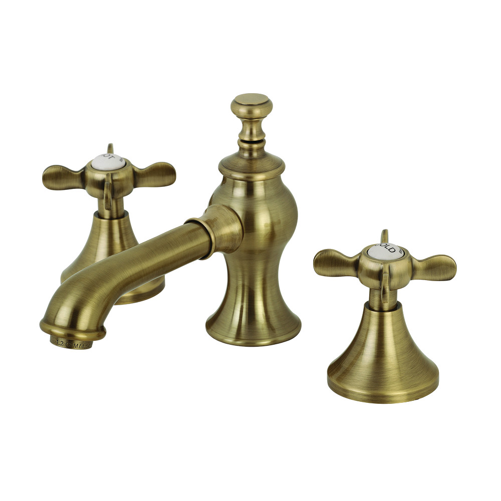 Widespread Bathroom Faucet with Brass Pop-Up, Antique Brass with 8 Finish Options Widespread Bathroom Faucet with Brass Pop-Up, Antique Brass with 8 Finish Options