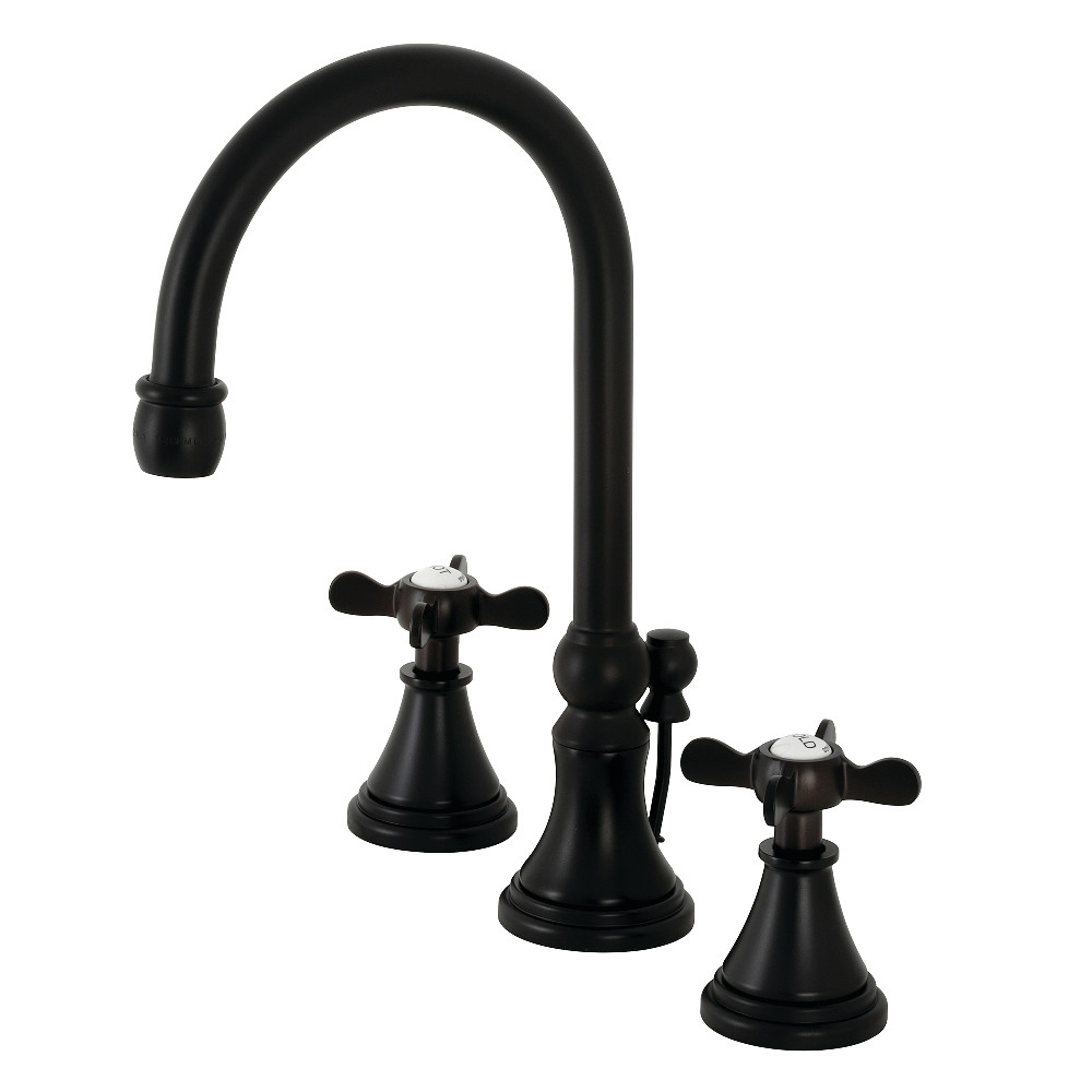 Widespread Bathroom Faucet with Brass Pop-Up, Matte Black with 8 Finish Options