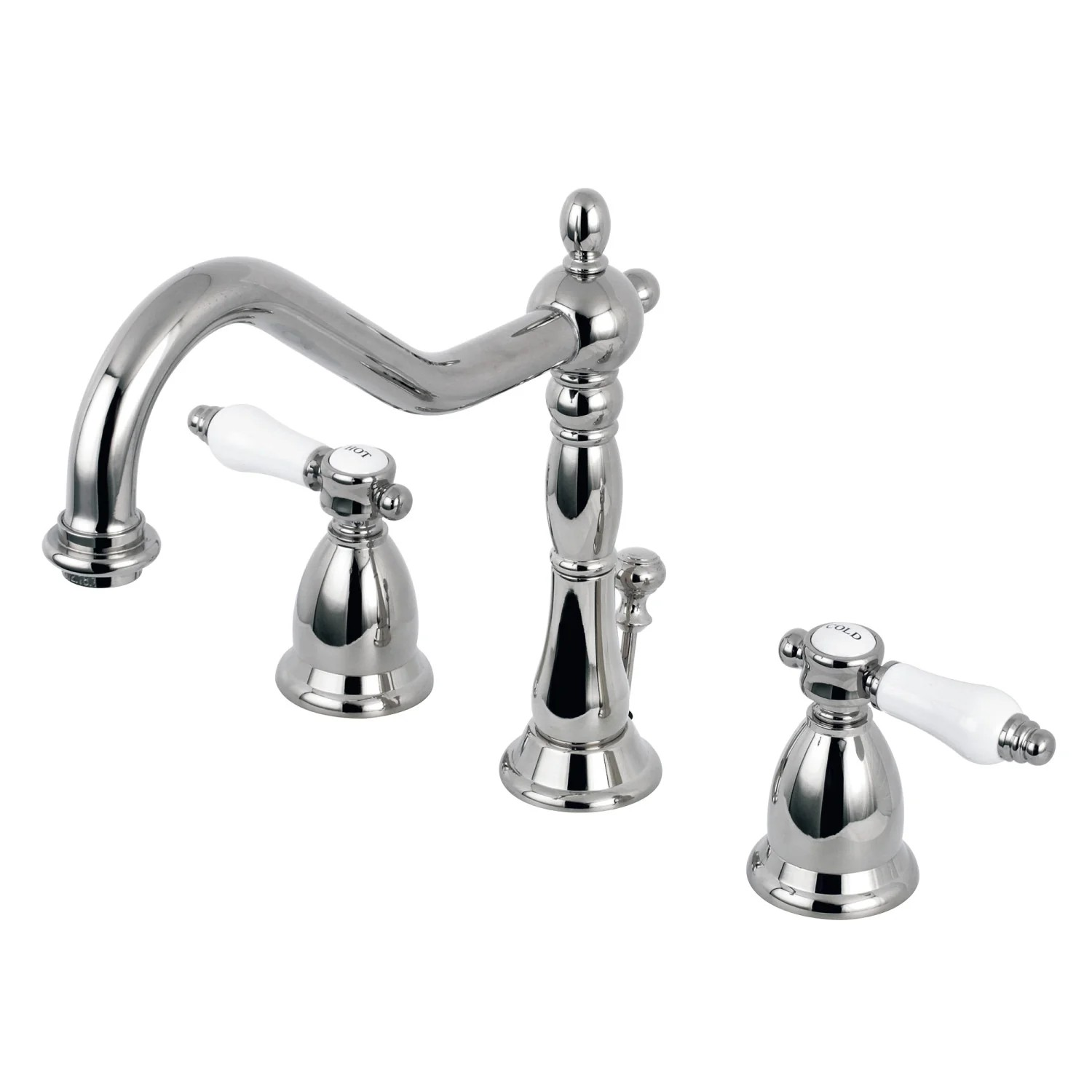 Widespread Bathroom Faucet with Brass Pop-Up, Polished Chrome with 4 Finish Options