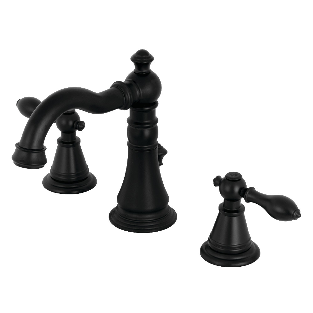 Widespread Bathroom Faucet, Matte Black with Brass Pop-Up and 6 Finish Options