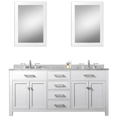 White 60 inch Double Sink Bathroom Vanity Carrara White Countertop White 60 inch Double Sink Bathroom Vanity Carrara White Countertop
