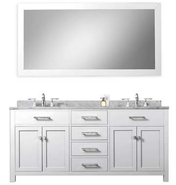 White 60 inch Double Sink Bathroom Vanity Marble Countertop