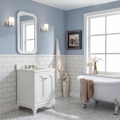 Queen 30" Wide Pure White Single Sink Quartz Carrara Bathroom Vanity