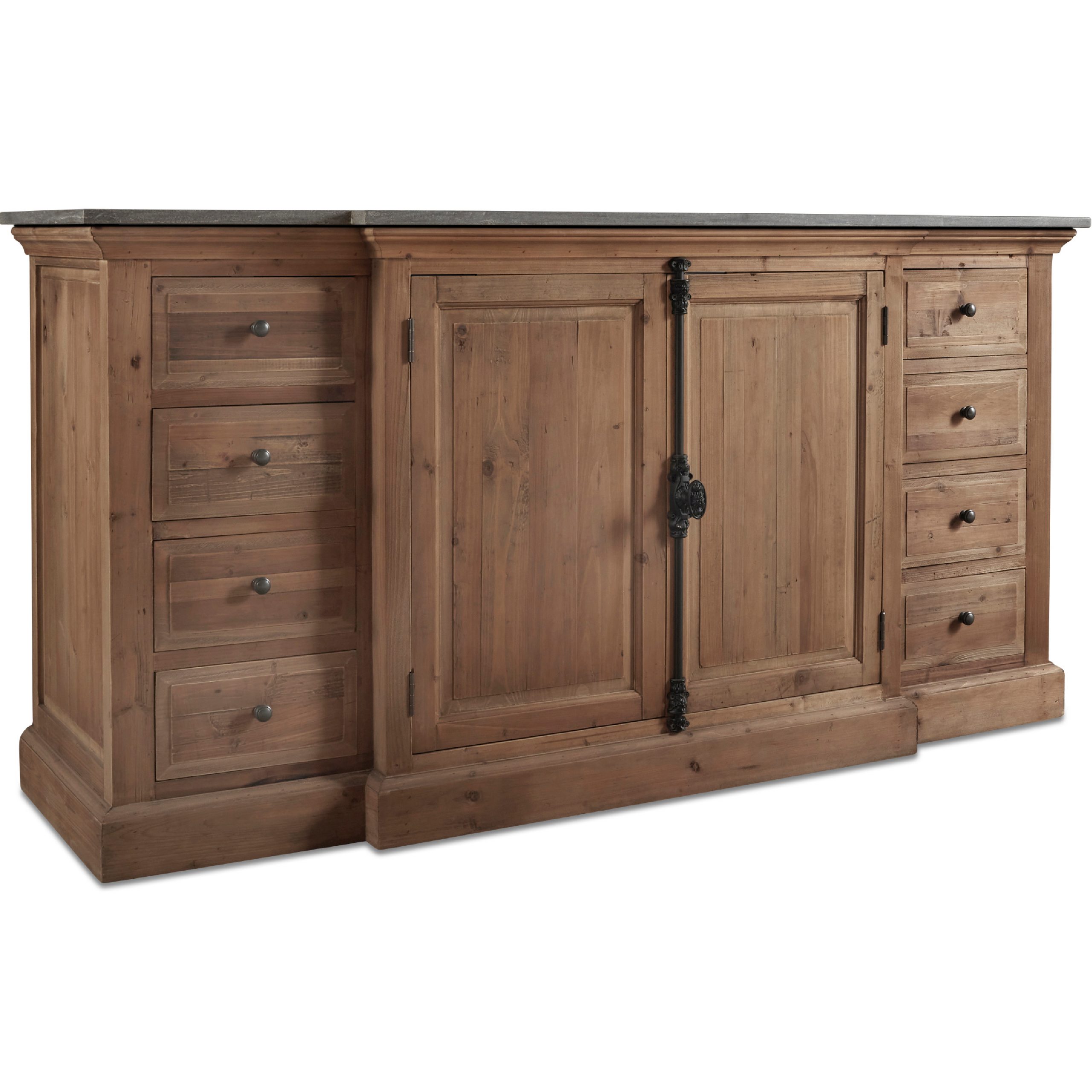 71" Reclaimed Pine Large Single Vanity with Blue Stone Top Natural