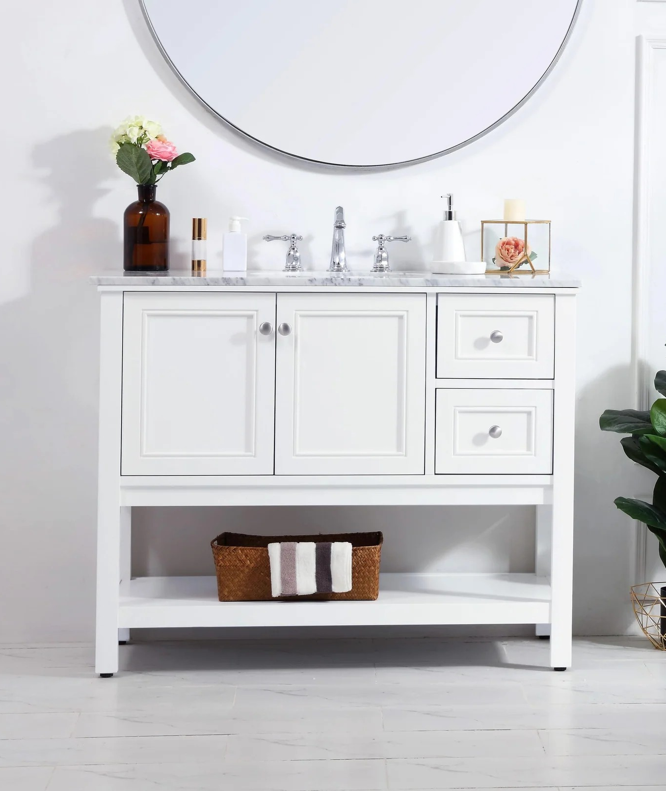 Modern Fitting 42" Single Bathroom Vanity set in White Modern Fitting 42" Single Bathroom Vanity set in White