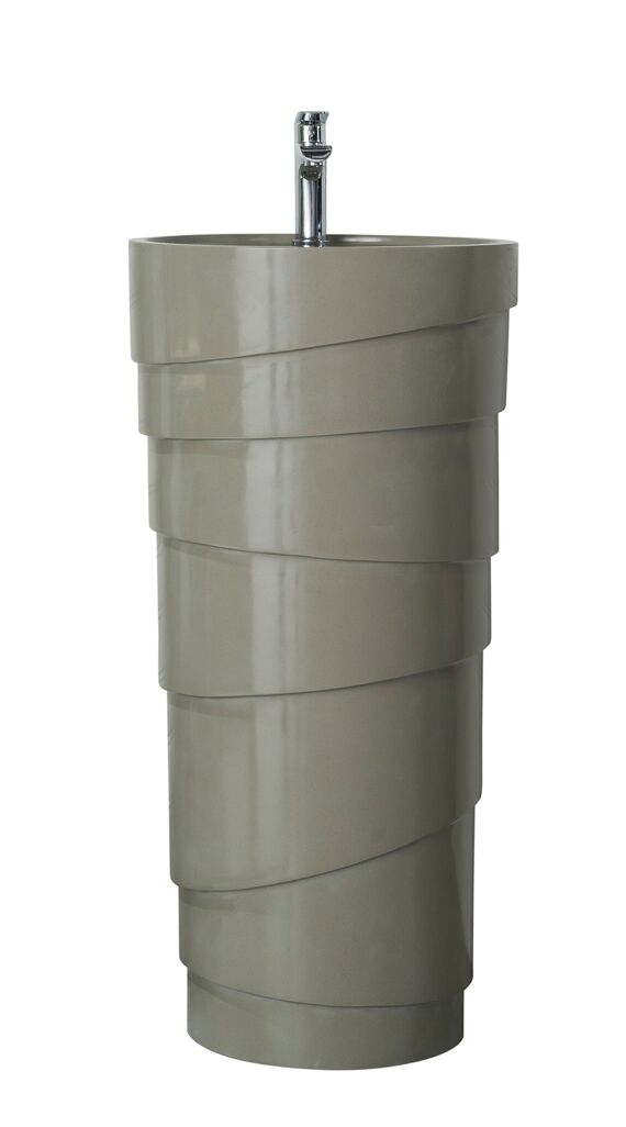 Quebec 17.5" Solid Surface Pedestal Sink, Natural Concrete