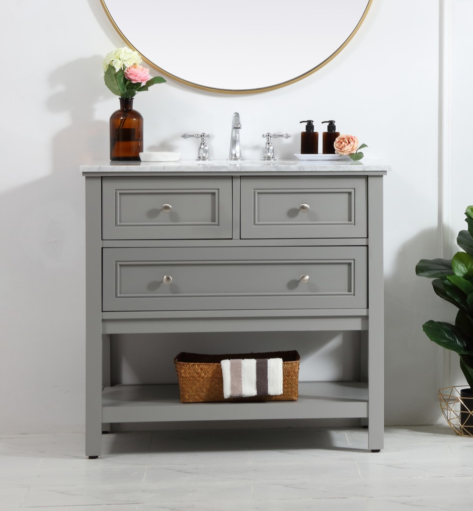 Modern Fitting 36" Single Bathroom Vanity in Grey Modern Fitting 36" Single Bathroom Vanity in Grey
