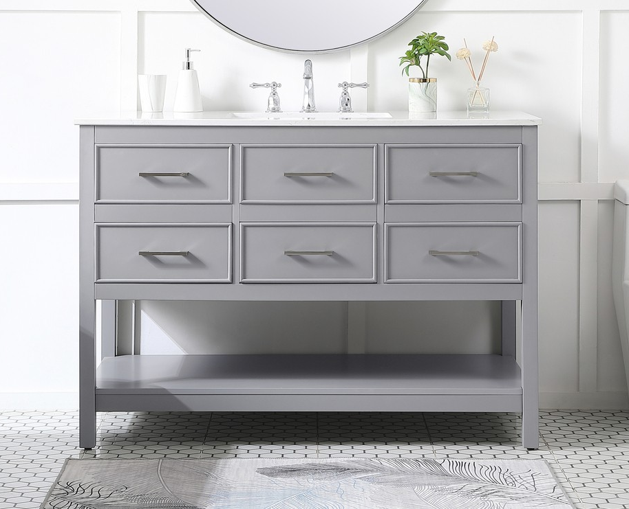 48 inch Single Bathroom Vanity in Gray with Backsplash Option and Color Option