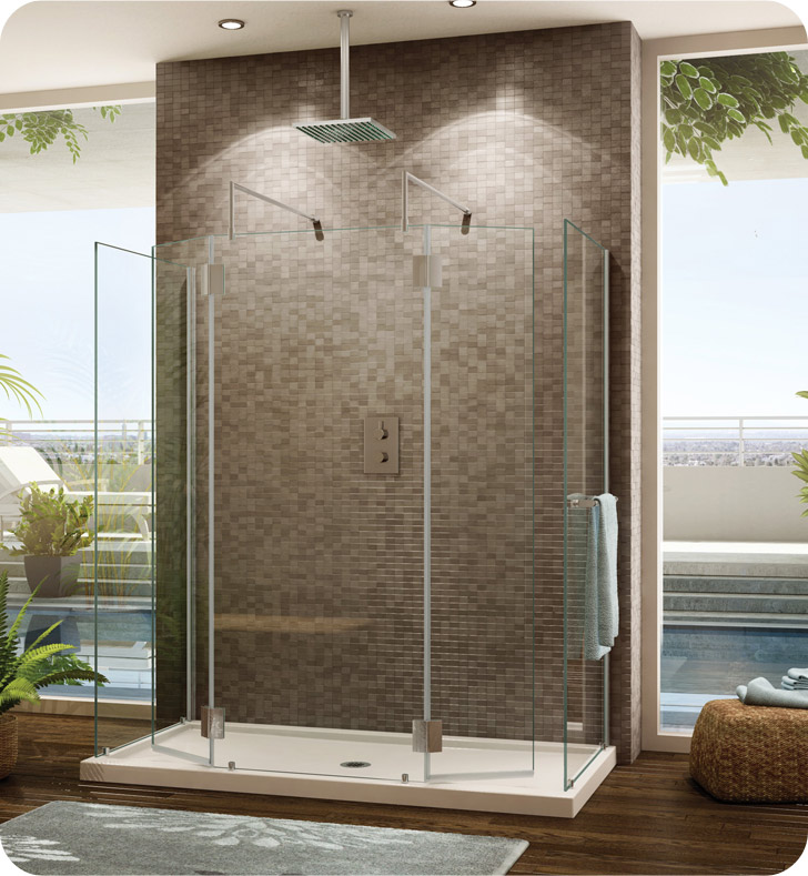 Fleurco Evolution 6' Walk in Round Top Shower Enclosure with 2 Side Glass Panels